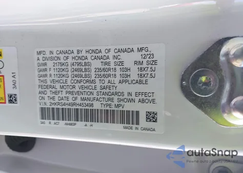 2024 Honda Cr-V Ex Awd z USA, uszkodzony, nr VIN 2HKRS4H49RH453498